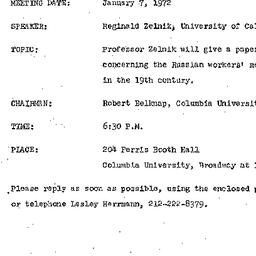Announcements, 1972-01-07. ...