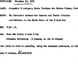 Announcements, 1971-11-19. ...