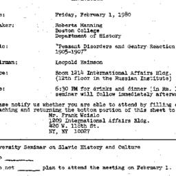 Announcements, 1980-02-01. ...