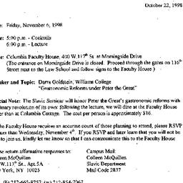 Announcements, 1998-10-22. ...