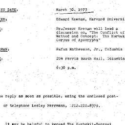Announcements, 1973-03-30. ...