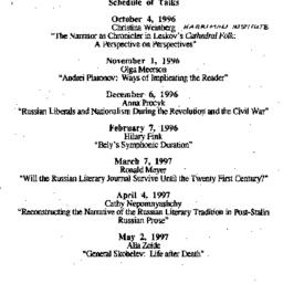 Schedules, Slavic History a...