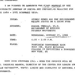 Announcements, 1980-10-09. ...