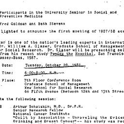 Announcements, 1987-09-28. ...