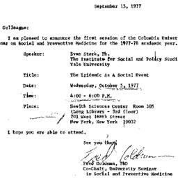 Announcements, 1977-09-15. ...