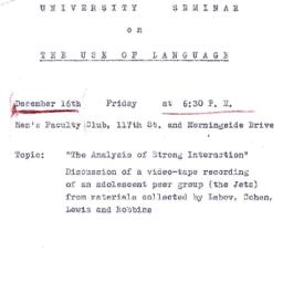 Announcements, 1966-12-16. ...