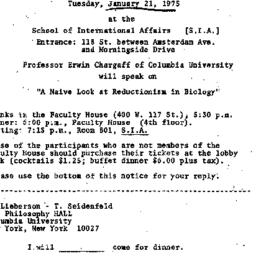 Announcements, 1975-01-06. ...