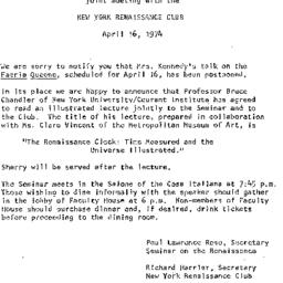 Announcements, 1974-04-16. ...