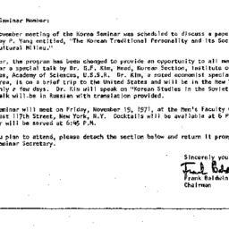 Announcements, 1971-11-05. ...