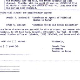 Announcements, 1973-04-20. ...