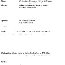 Announcements, 1973-12-12. ...