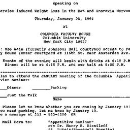 Announcements, 1994-01-20. ...