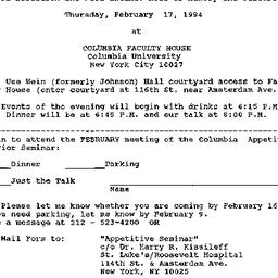 Announcements, 1994-02-17. ...