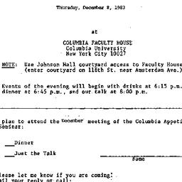 Announcements, 1983-12-08. ...