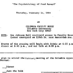 Announcements, 1984-02-16. ...
