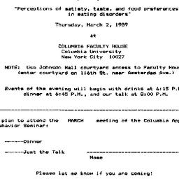 Announcements, 1989-03-01. ...