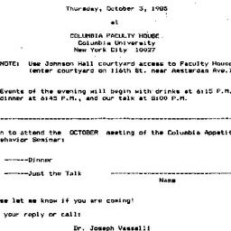 Announcements, 1985-10-03. ...