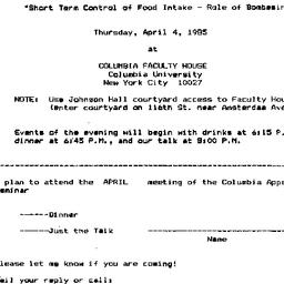 Announcements, 1985-04-04. ...