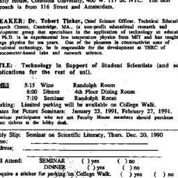 Announcements, 1990-12-01. ...