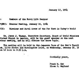 Announcements, 1964-01-17. ...