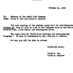 Announcements, 1963-10-11. ...
