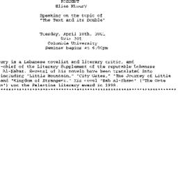 Announcements, 2001-04-10. ...