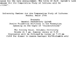 Announcements, 2000-03-27. ...