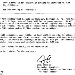 Announcements, 1984-01-12. ...