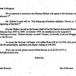 Announcements, 2000-01-04. ...