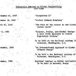 Schedules, Global Habitabil...
