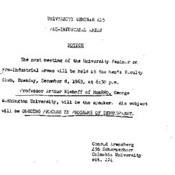 Announcements, 1963-12-08. ...