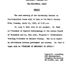 Announcements, 1965-04-13. ...