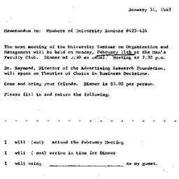 Announcements, 1963-01-31. ...