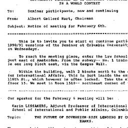 Announcements, 1991-02-06. ...