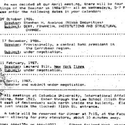 Announcements, 1986-10-15. ...