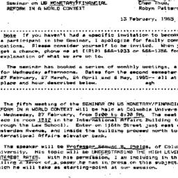 Announcements, 1985-02-13. ...