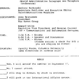 Announcements, 1985-09-11. ...