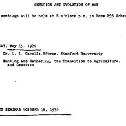 Announcements, 1972-05-15. ...