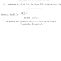 Announcements, 1961-04-10. ...