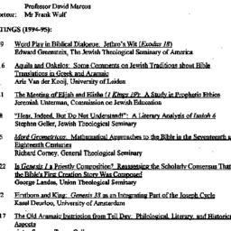 Schedules, The Study of the...