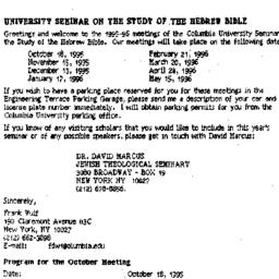 Announcements, 1995-10-18. ...