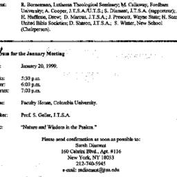 Announcements, 1999-01-20. ...