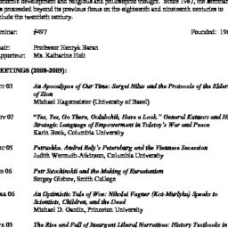 Schedules. Slavic History a...