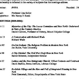 Schedules. The City, semina...