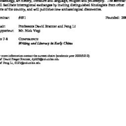 Schedules. Early China, sem...