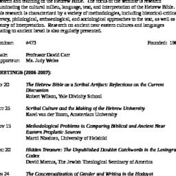Schedules, The Study of the...