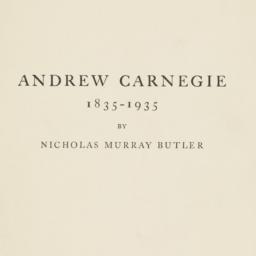 Andrew Carnegie: 1835-1935....