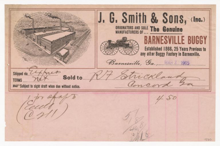 J. G. Smith & Sons. Bill - Recto