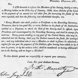 Document, 1820 June 10