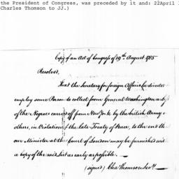 [Document, 1785 August 19]